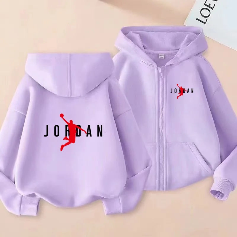kids Autumn Winter Sweatshirt Basketball Charming Clothing Zipper Style Hoodie Girl Boy 3-12 Years Fashion Blue Black White Coat