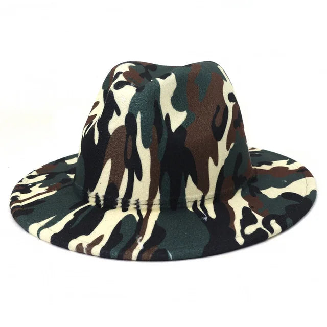 Fedora hat Women's hat wide-brimmed hat Fedora hat autumn winter men retro fashion tie-dye felt jazz Panama hat wedding hat