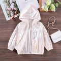 Girls' Colorful Hooded Jacket, Lightweight Cute Fashion Soft Comfortable Sun Protection Spring Fall Top Suitable for Girls 3-8Y