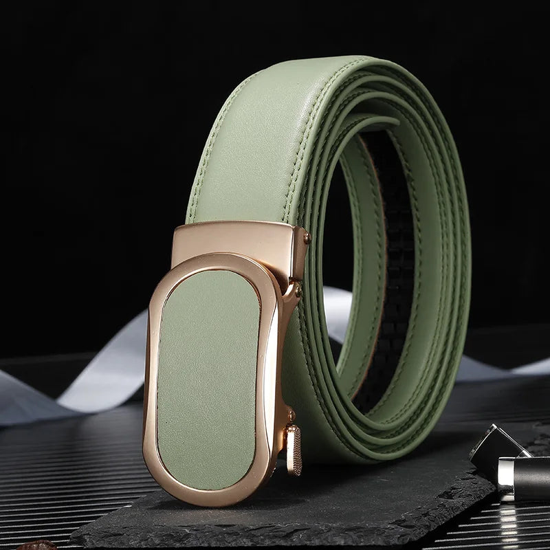 3.5CM multicolor Men Belts Automatic Buckle Belt Genune Leather High Quality Belts For Men Leather Strap Casual Buises for Jeans