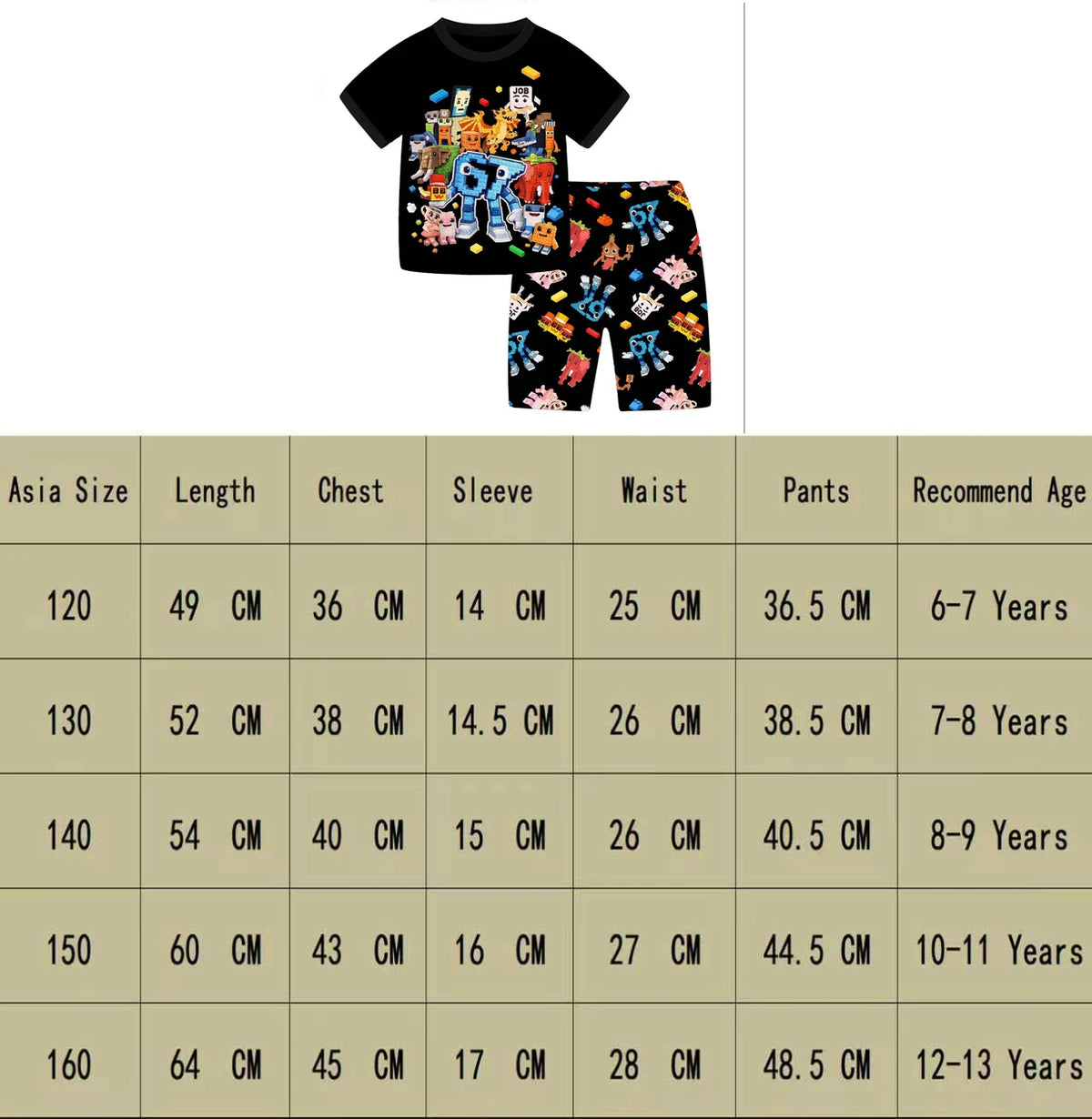 Boys Italian Brainrot 2pcs Pyjamas Set Clothes Tracksuit Kids Summer Short Sleeve Pajamas Meme Girls Six Seven Tshirt Pjs Set