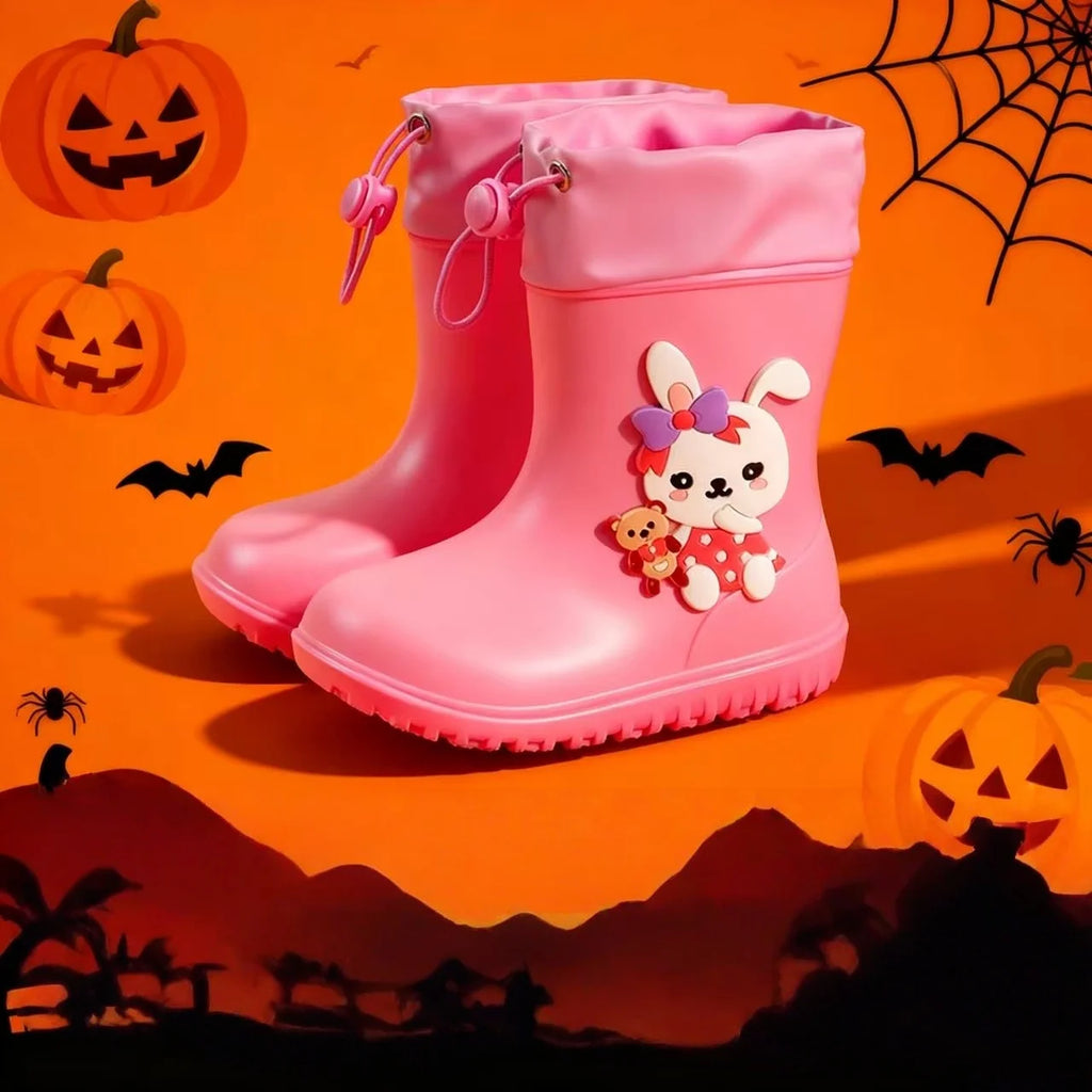 Cute Rabbit Rain Boots for Kids - Unisex Spring Autumn Rain Shoes Water-Proof Slip-Resistant Baby Water Shoes Ideal for Outdoor