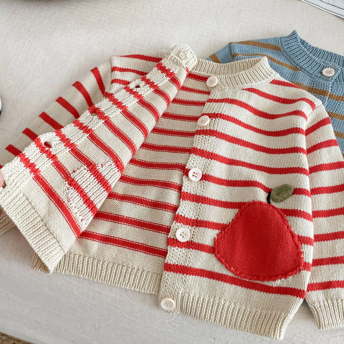 Kids Knitted Cardigan 2025 Autumn Korean Cute Girls' Striped Sweaters Coat Baby Boys Casual Knitwear Sweater Cardigans
