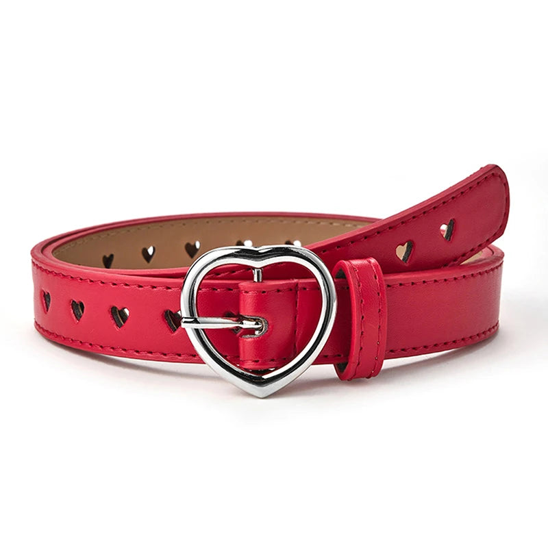 Children Faux Leather Belt Kids Cute Peach Heart Buckle Belts Girls Waist Belt