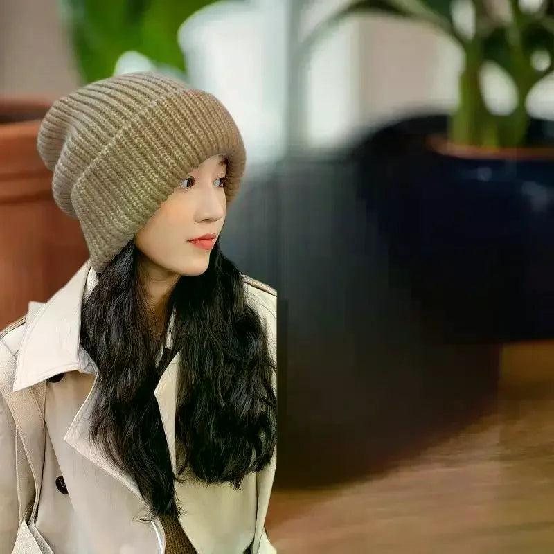 Fashion Winter Warm Hats For Women Casual Stacking Knitted Bonnet Caps Men Hats Solid Color Hip Hop Unisex Female Beanies