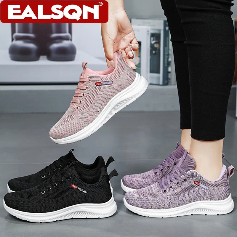Women's Sports Casual Shoes Mesh Lightweight Soft Sole Jogging Breathable Fashion Flat Walking Shoes