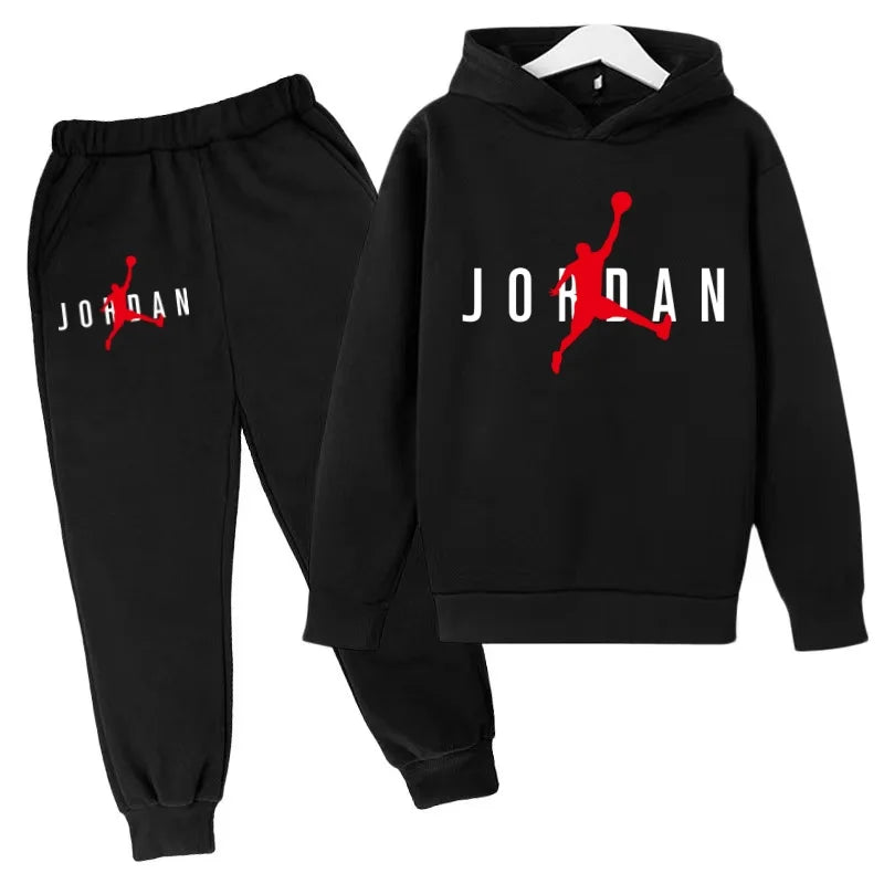 Kids Clothes Hoodie Basketball Letters Pullover Boy Girl 3-12Years Blue Sweatshirt+Black Pants Charming Leisure Brand Sports Set