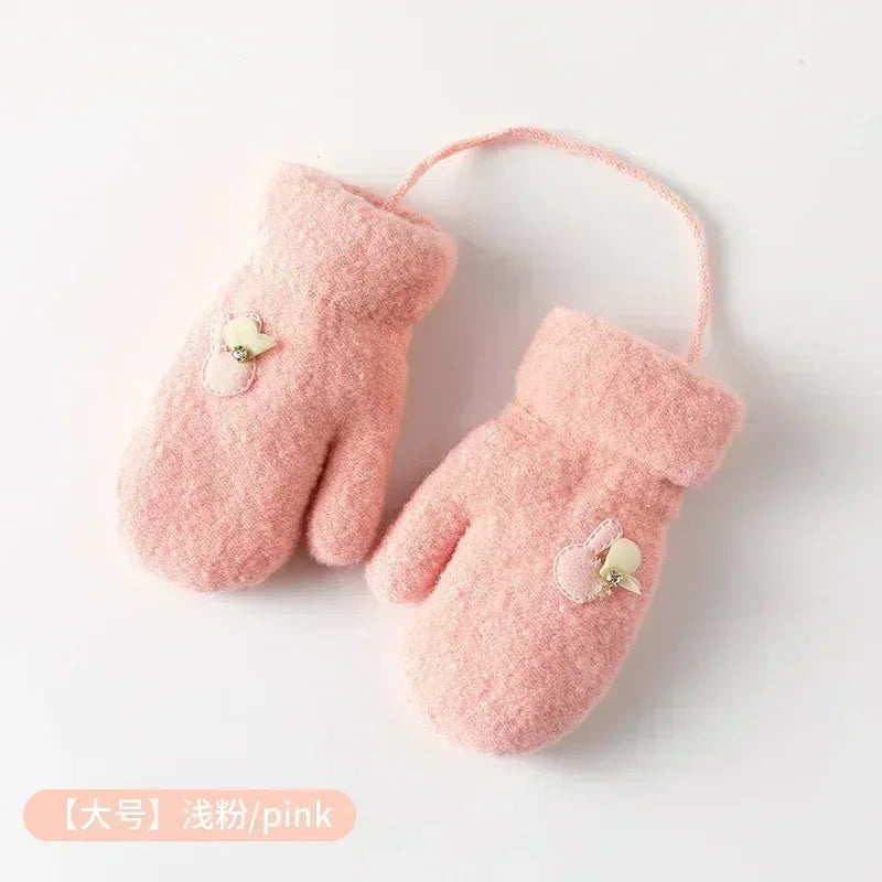 New 1-6 Years Old Baby Mittens Newborn Children Kids Winter Gloves Mohair Plush Thick Boys Girls Gloves Kids Accessories