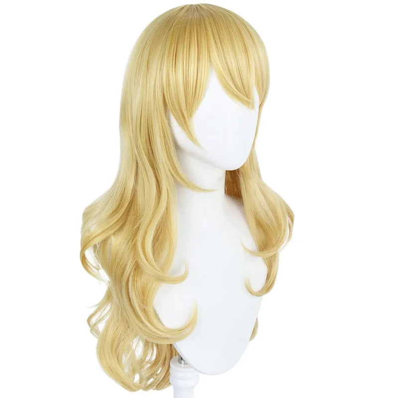 Women Princess Peach Cosplay Wig Styled Peach Girl Gold Hair Costumes Game Cosplay Princess Wig Peach Crown Cosplay Long Wavy