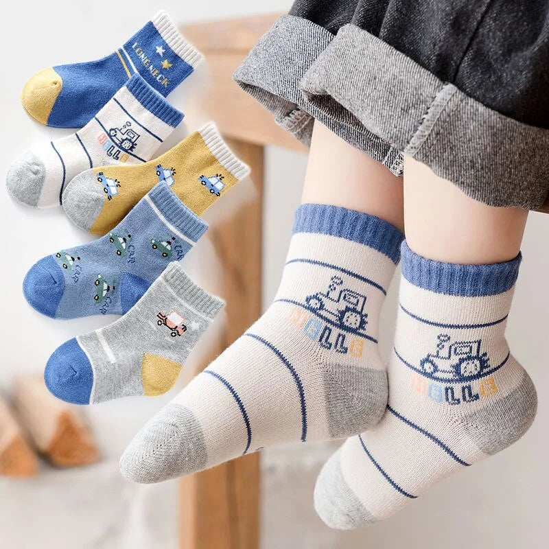 5 Pairs Baby Children's Socks Cartoon Spring Autumn Animal Kids Sock Girls Cute Boy Toddler Socks 1-12 Years