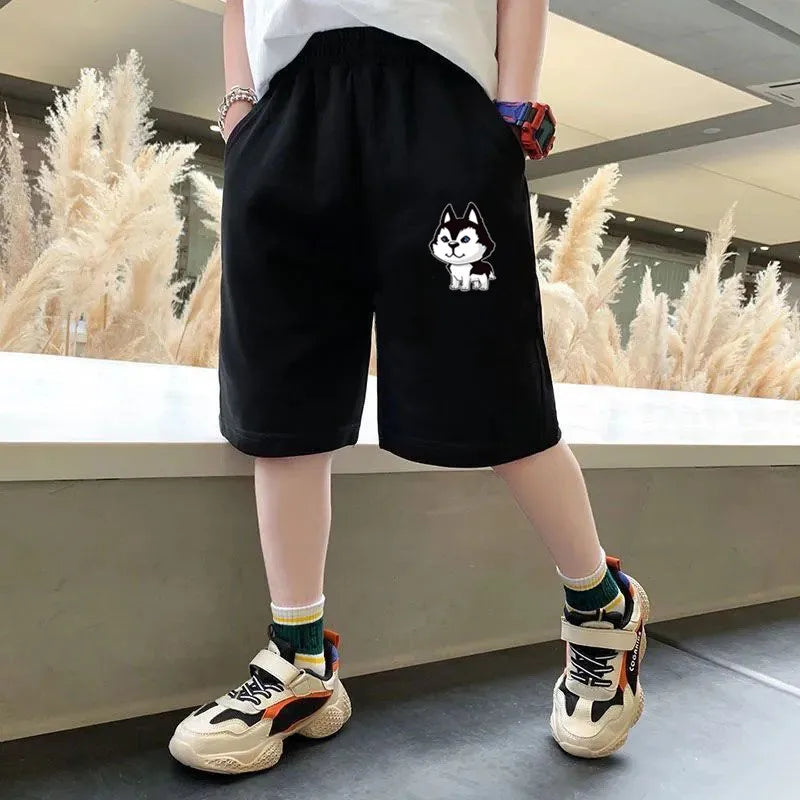 Summer Boys Sport Shorts 2024 Cartoon Dinosaur Printed Kids Pants Teens Running Sweatpant with Pocket