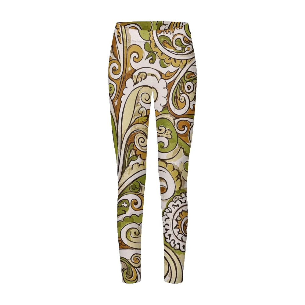 Women High-Waisted Vintage Paisley Print Sports Leggings Full Length Athletic Pants for Yoga Fitness and Casual Boho Chic Wear