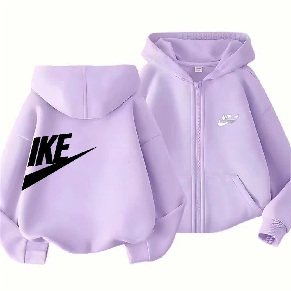 Children Coat Zipper Style Hoodies Girls Boys Age 3-12 Kids Fashion Black Pink  Long Sleeves Autumn Clothing Fun Brand Print
