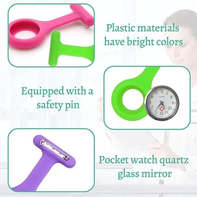 Nurse Watch for Women Men, Silicone Lapel Pin Pocket Fob Doctor Pocket Lapel Clip On Watch for Week Doctor Nurse Birthday Gifts