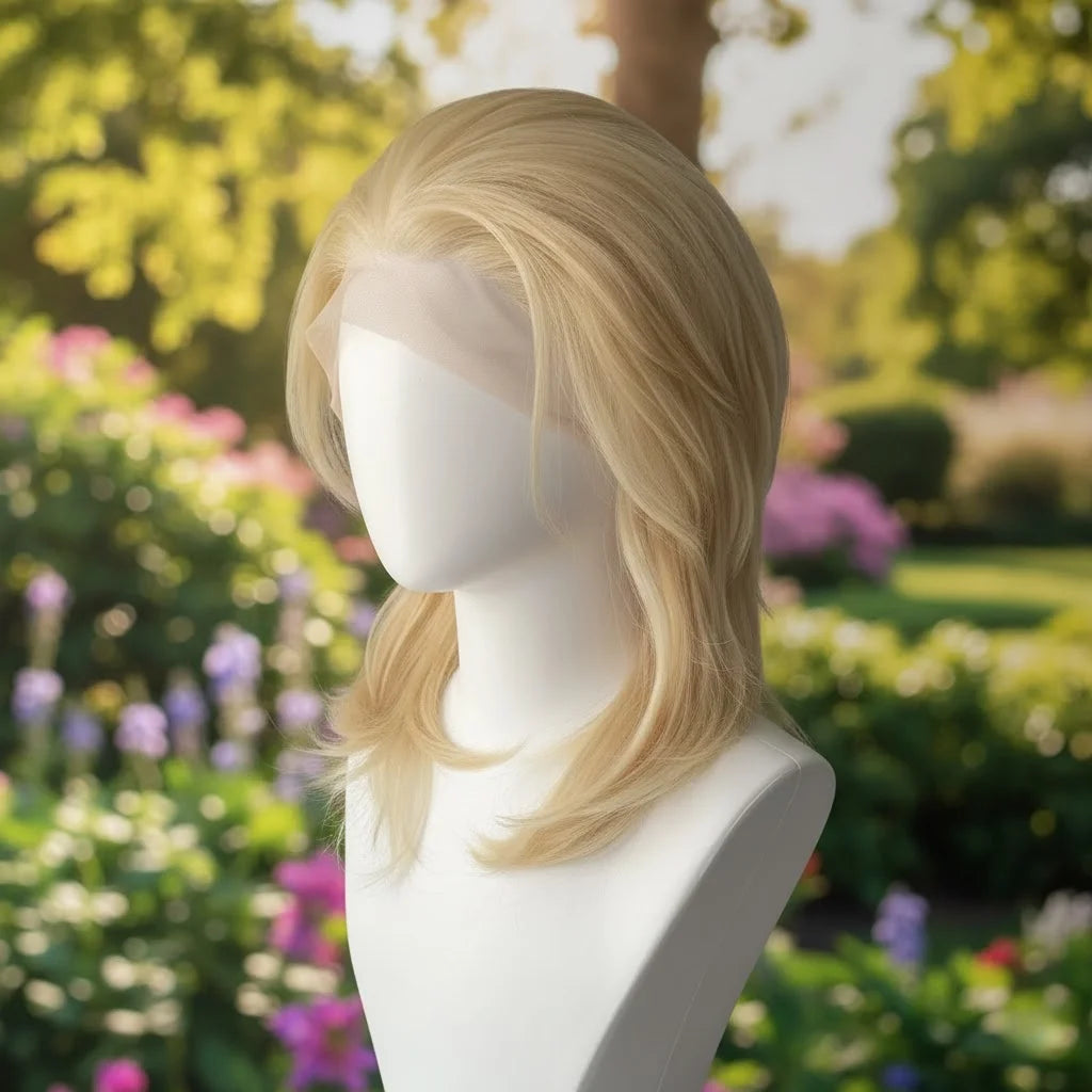 613 Blonde Synthetic Lace Front Wigs for Women 13X4 Shoulder Length Mullet Wigs for Men Cosplay Wear and Go Glueless Natural