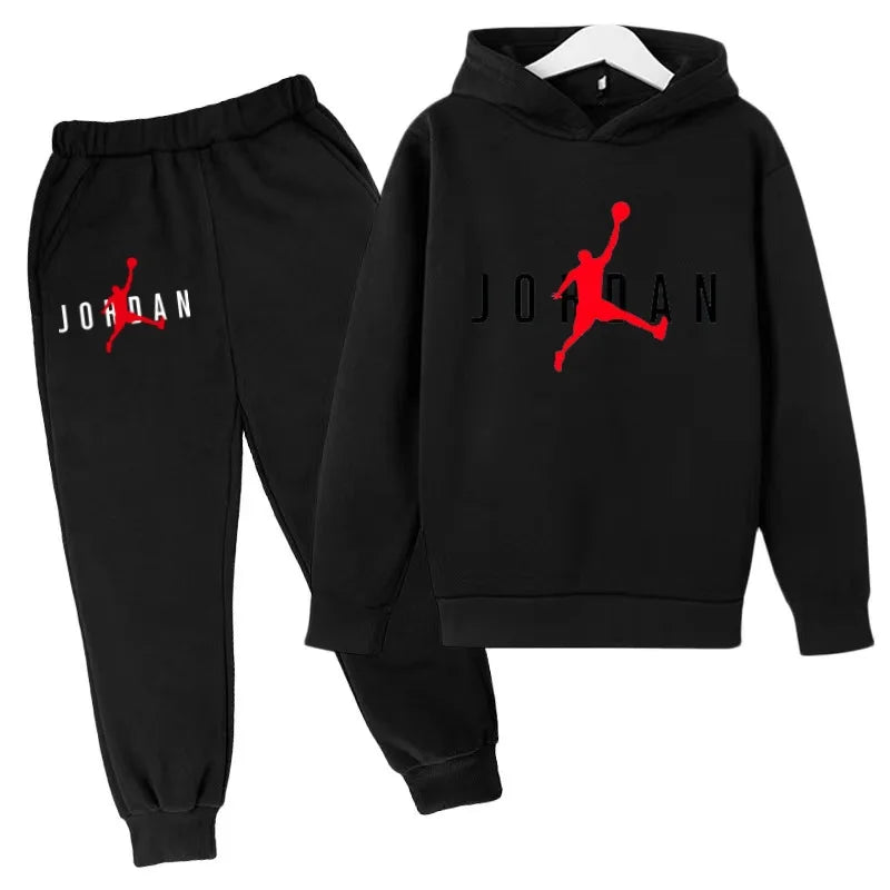 Kids Clothes Hoodie Basketball Letters Pullover Boy Girl 3-12Years Blue Sweatshirt+Black Pants Charming Leisure Brand Sports Set