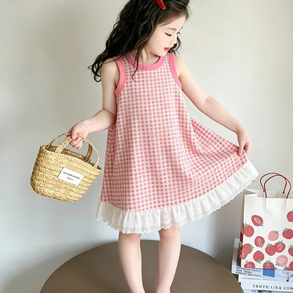 Girls Casual Dresses Little Daisy Printed Lace Sleeveless Dress Kids Dresses for Girls 1 To 5 Years Flower Girl Dresses Weddings