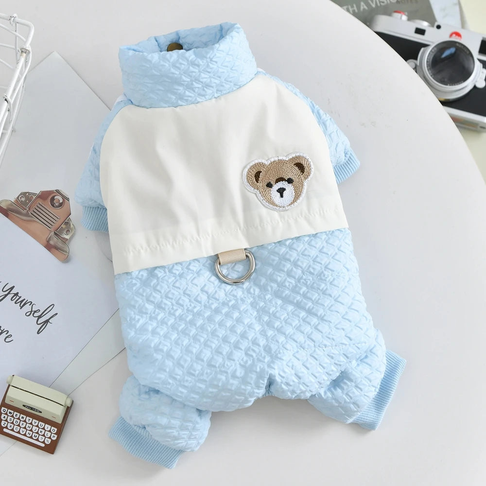 Windproof Pet Lover Boy Girl Clothing For Small Dog Pink Blue Puppy Overall 4 Leg Jumpsuit Female Chest Warm Clothes Cat Apparel