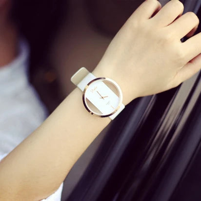 Hot Fashion Women Watch Luxury Leather Skeleton Strap Watch Women Dress Watch Casual Quartz Watch Reloj Mujer Wristwatch Girl