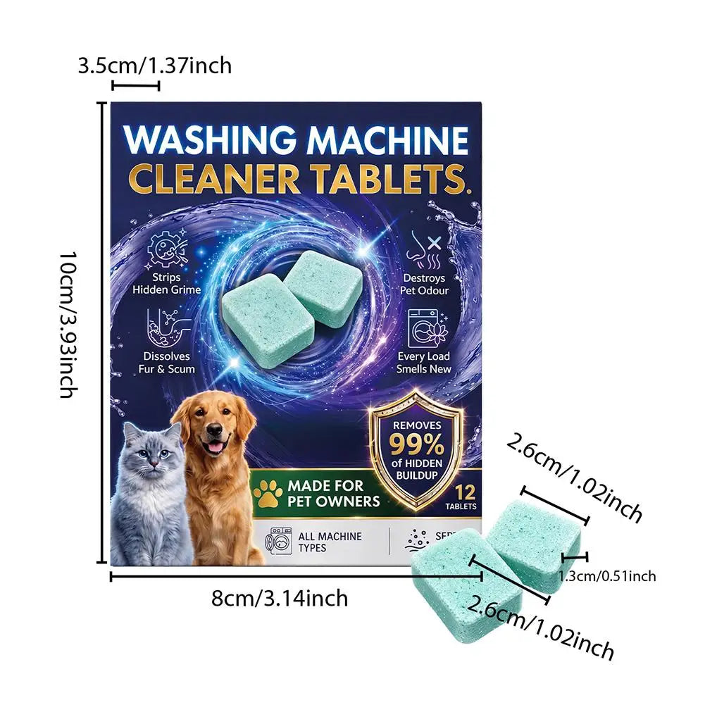 Washing Machine Cleaner for Pet Owners Eliminating Pet Odors Remove Pet Hair Cleaning Washing Machine Slots Cleaning Agent 12PCS