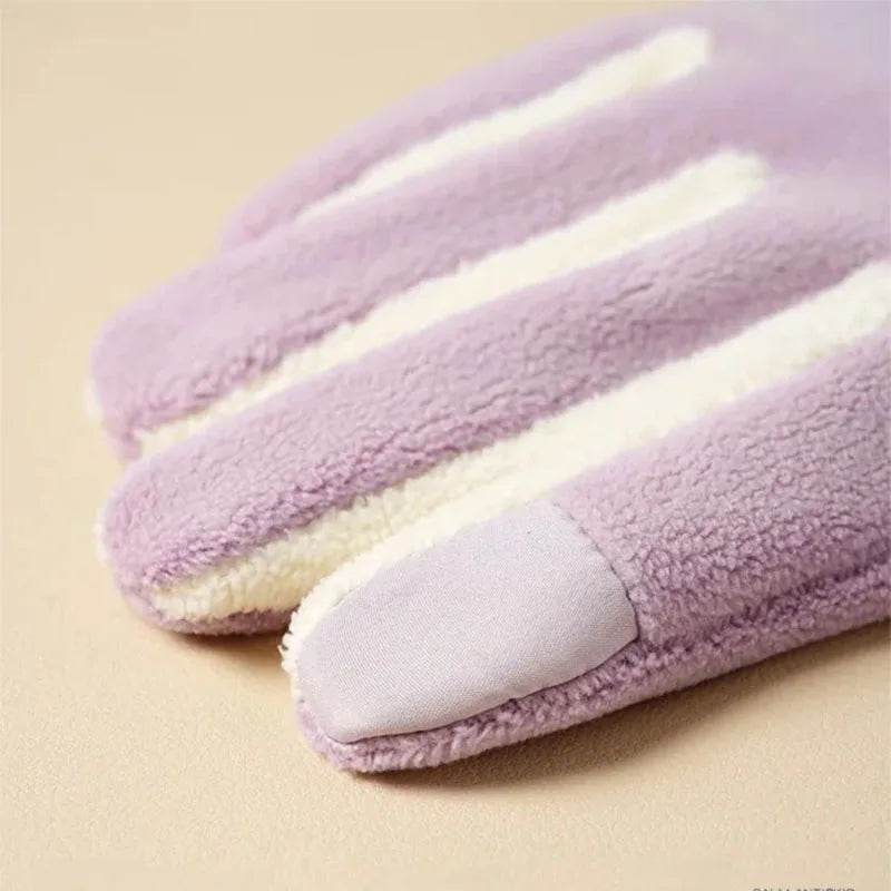 Winter Cycling Gloves for Women, Windproof Gloves for Sports and Running, Fleece-Lined and Thickened Thermal Gloves, Touchscreen Gloves
