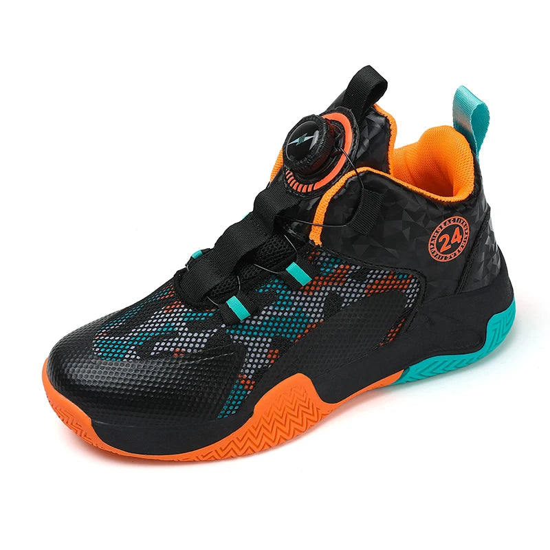 Yellow Children's Basketball Shoes Mesh Breathable Sports Shoes For Teenagers Non-Slip Wear-Resistant Basketball Sneakers Kids