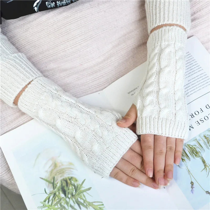 NEW Women Hand Warmer Winter Gloves Fashion Knitting Faux Wool Mitten Warm Fingerless Glove Gants Femme women gloves