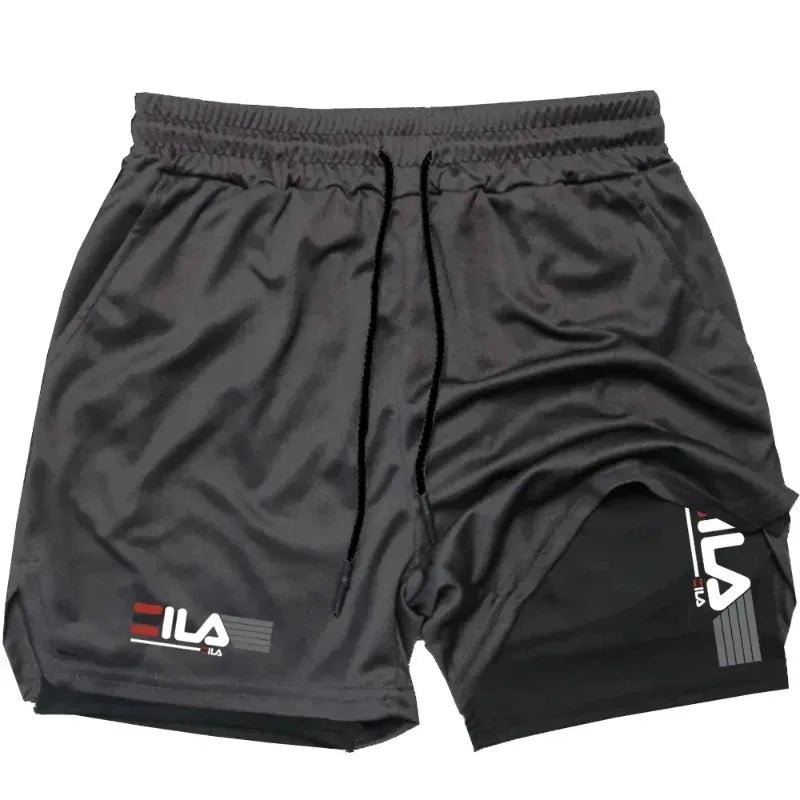 Men's sports shorts double layer two-in-one quick-drying breathable casual shorts summer running sportswear pants M-3XL
