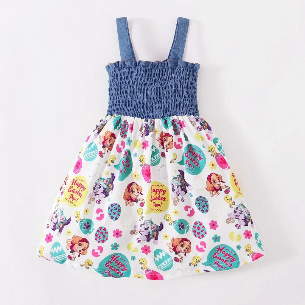 Fashion Dress for Kids Girl 1-6 Years Infant Girl Sleeveless Sling Pleated Dress with Bow Summer Costume Birthday Party Wear
