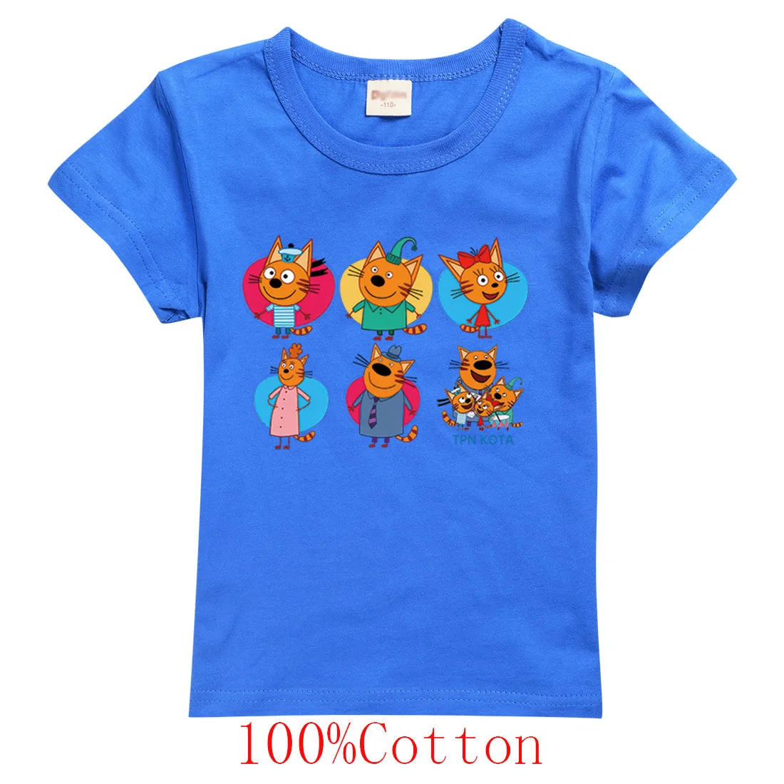 New Cartoon Kid-e-cats T Shirt Kids Three Kitten Russian Print Clothes Boys Summer Short Sleeve T-shirts Baby Girls Fashion Tops