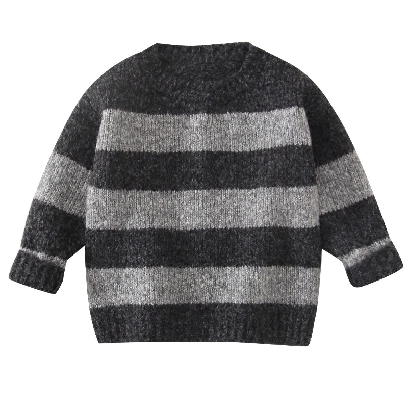 Boys Knitted Sweaters Winter Children Thickened Sweaters Plus Velvet Warm Round Neck Bottoming Shirt Kids Clothing 2026 New