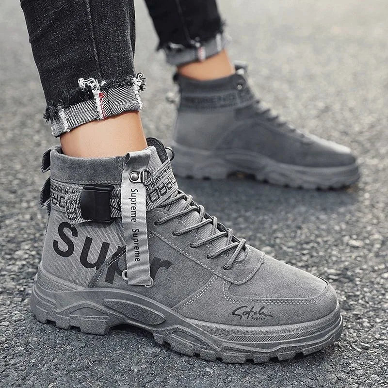 Fashion Men's Boots High-top Tooling Men's Ankle Boots designer Motorcycle Boots comfortable Leather Shoes Male Big Size 39-44