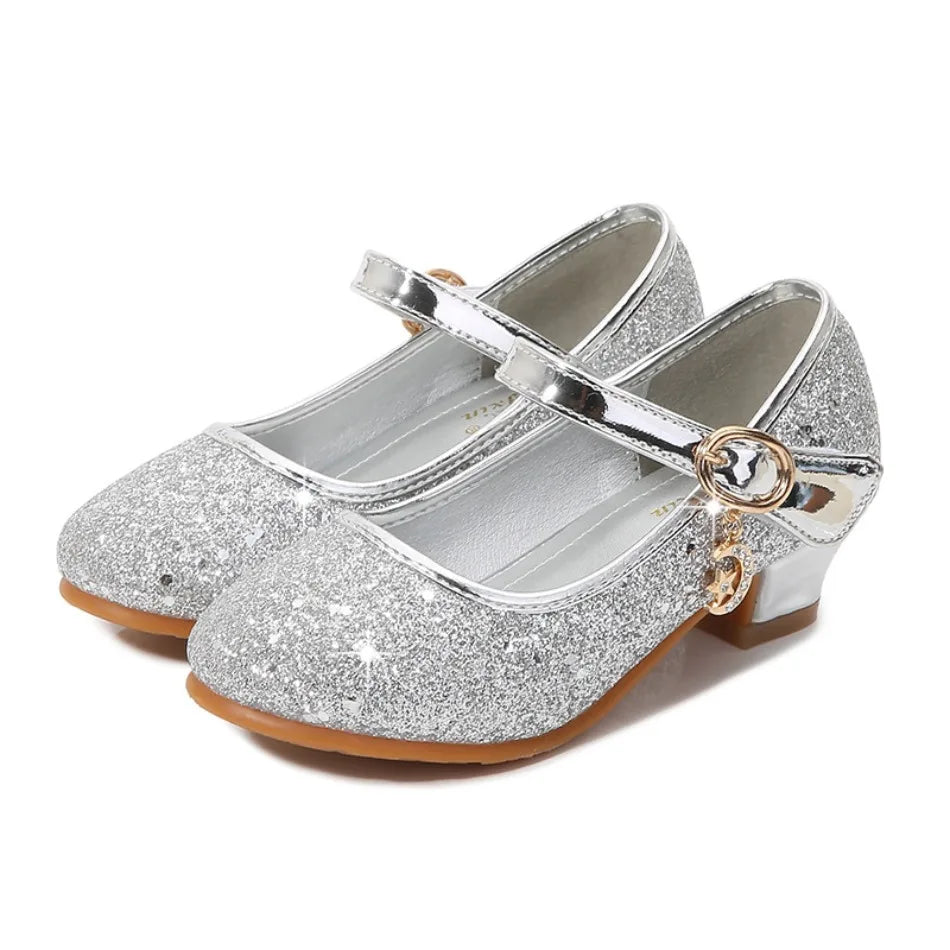 Children High Heels Fashionable Piano Runway Performance Shoes Girls' Leather Shoe Princess Shoes Sequined Single Shoes HSD09