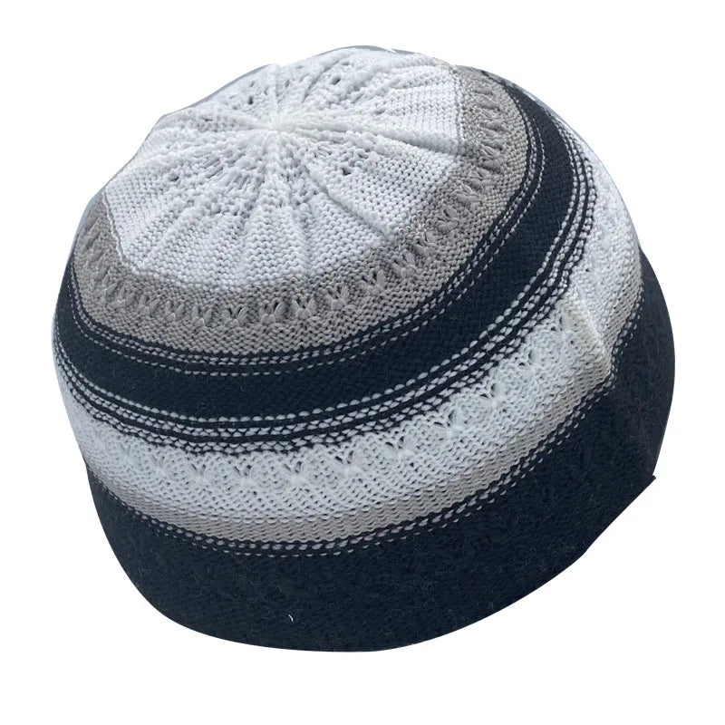 Muslim Hats for Men Knitted Prayer Hat Islamic Ramadan Jewish Kippah Homme Hat Men's Turban Bonnet Cotton Skull Beanie Cap