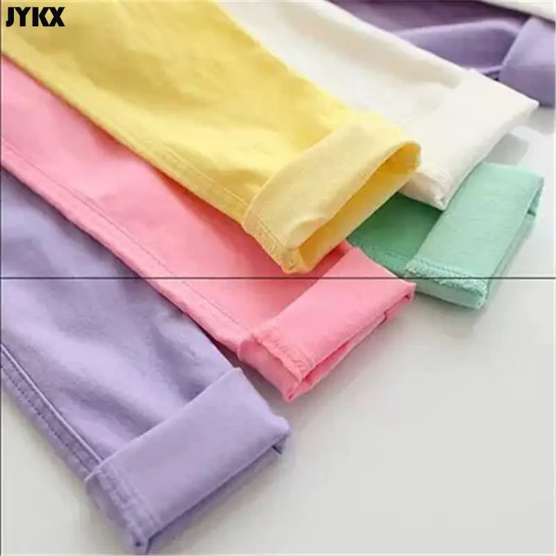2025 Kids Girl Pants Spring Autumn Candy Color Elastic Pencil Trousers Child Solid Leggings For 2-11Y Children Clothing