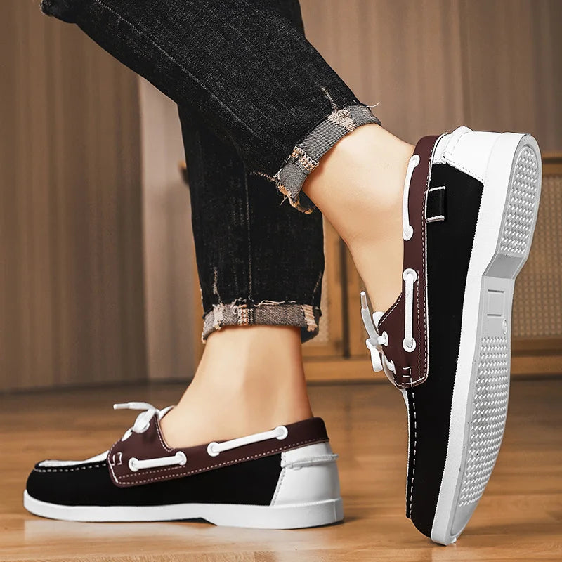 Men Loafers Design Boat Shoes PU Leather High Quality Comfortable Slip-On Soft Flat Versatile Trendy Driving Shoes Moccasins