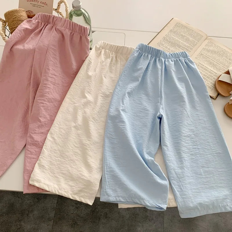 Casual Teen Girl Clothes  2 To 8  9 12 Years Kids Girls Pants Solid Color Trousers Children's Pants For Cute Elegant Girl Wear
