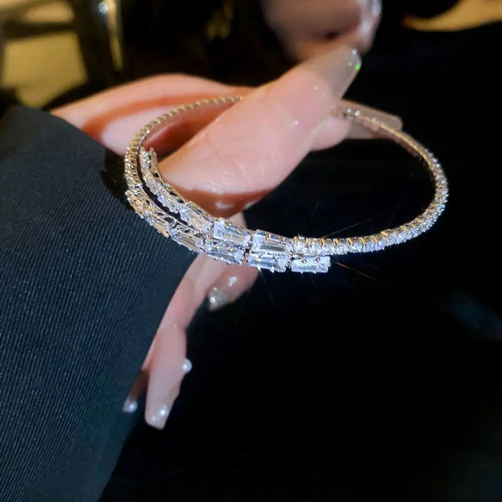 Women Gift Couple Bangles Decoration Jewelry Accessories Cuff Bangles Full Rhinestone Bracelet Simple Pulseras Women Bracelets