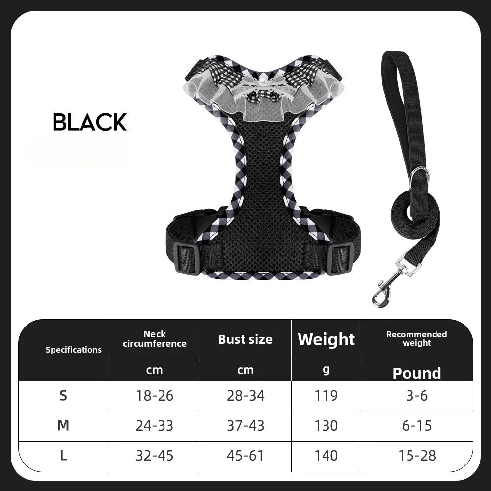 New Dog Harness and Leash Set Pet Accessories Dog Harness Small Dogs French Bulldog Pug Pug Bichon Frise Puppy Chest Collar