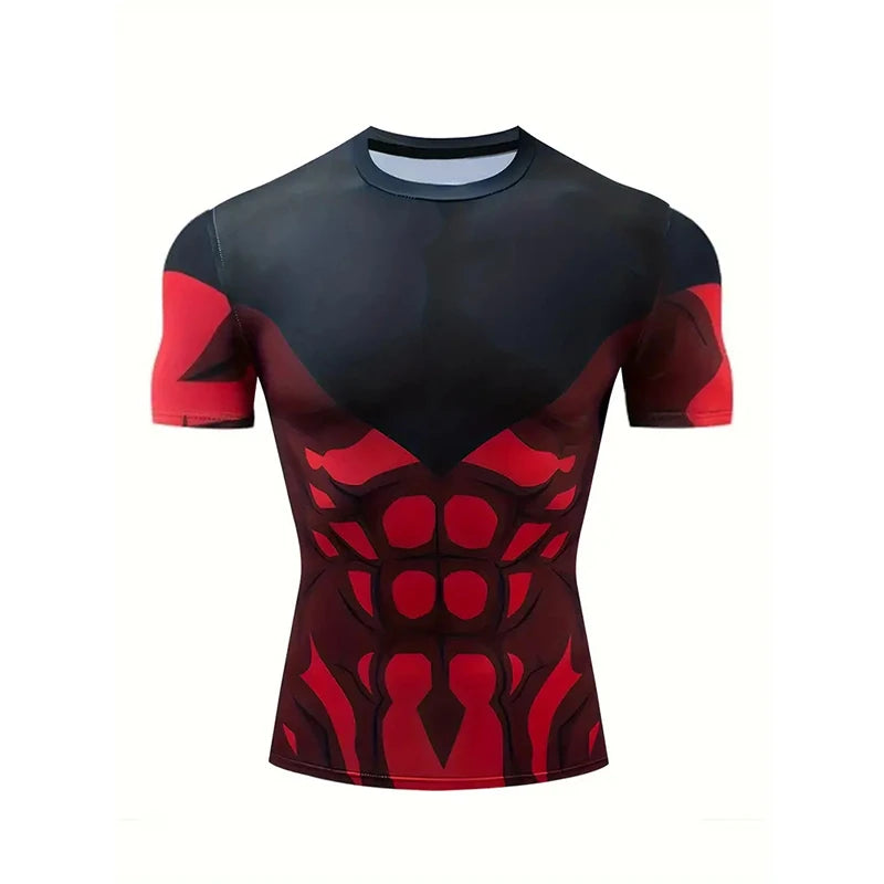 New Fashion Cosplay Muscular Man 3d Printed T-shirt Men's Summer Casual Short Sleeve Tough Guy Print Funny T Shirts Fitness GYM