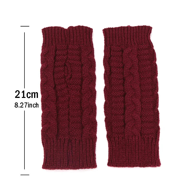 Women Hand Warmer Short Gloves Soft Knitting Mitten Femme Winter Comfortable Office Computer Black Work Fingerless Glove