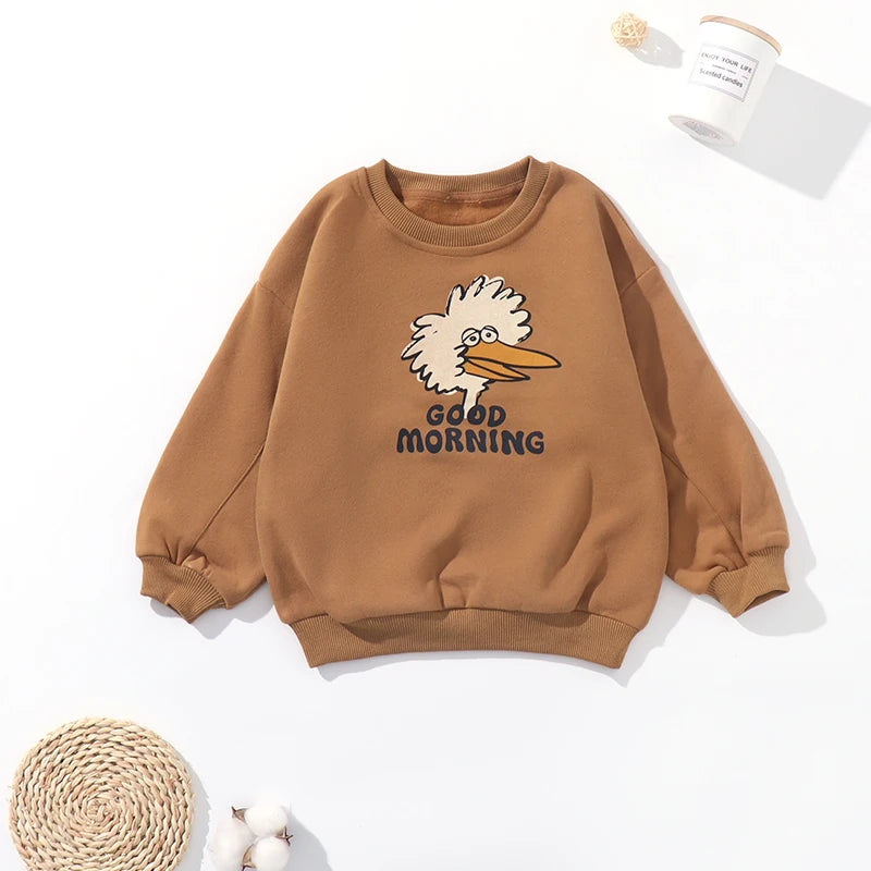 INS 2024 Korean Childrens Autumn Winter Clothes for Girls Boys Babi Sweaters Kids Sweatshirts Long Sleeve O-neck Cute Tops