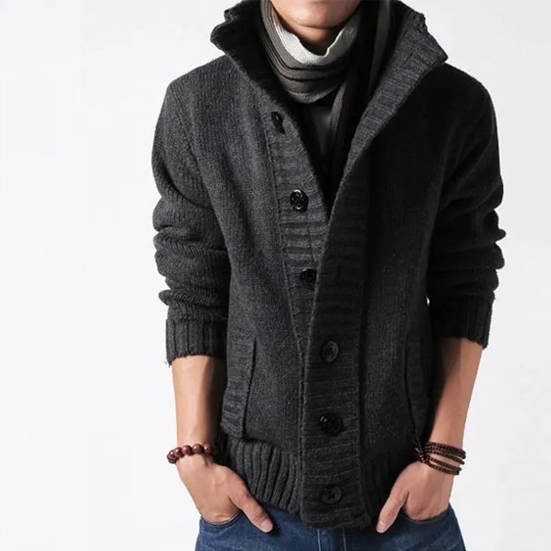Men Sweater New Autumn Front Button Cardigan Stand Collar Sweaters for Men Coat Winter Warm Knitwear Clothing pull homme MY271