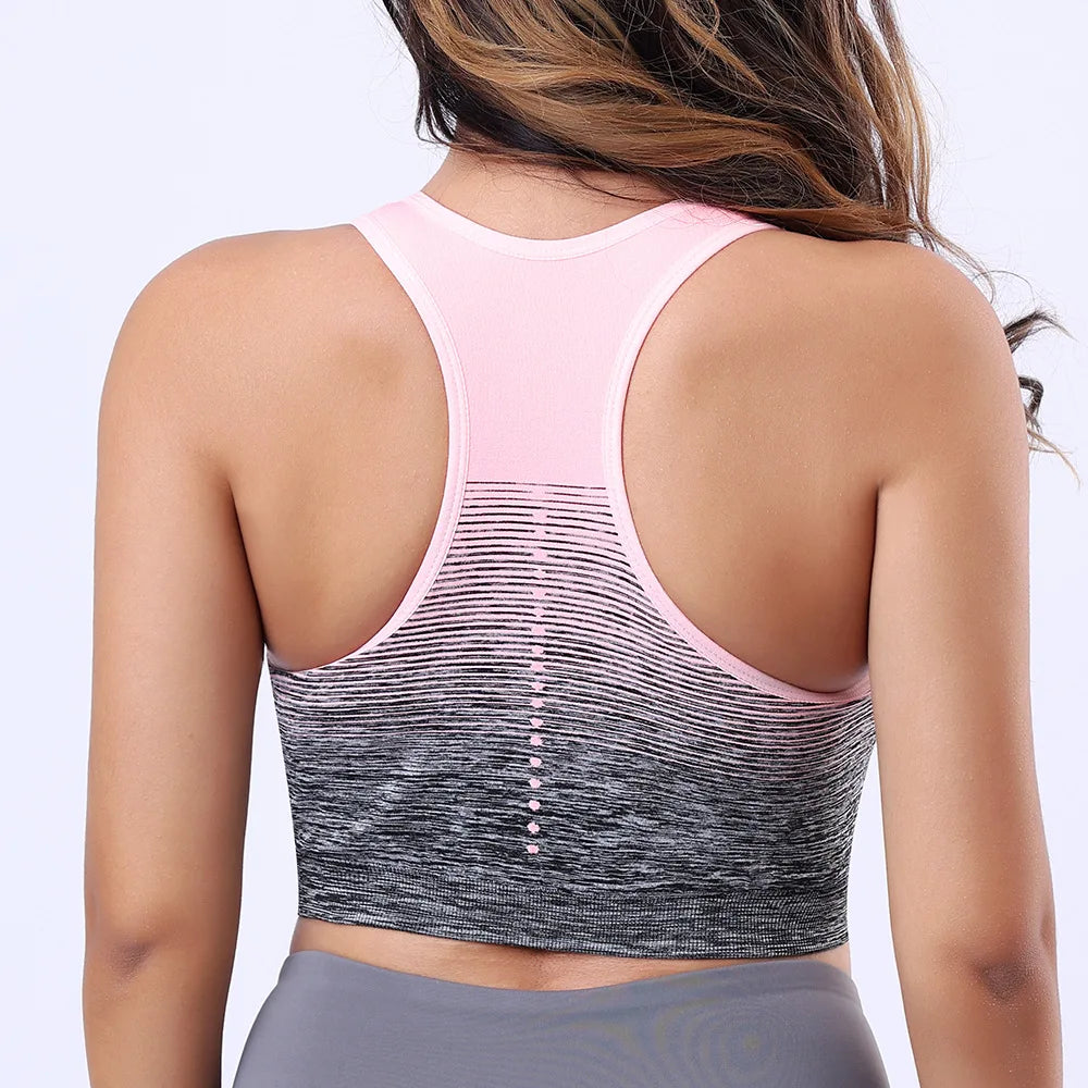 Women Sports Bra Shock-absorbing Bra Breathable Shock-proof Underwear Steel Ring Free Yoga Bra Running Vest Fitness Workout Tops
