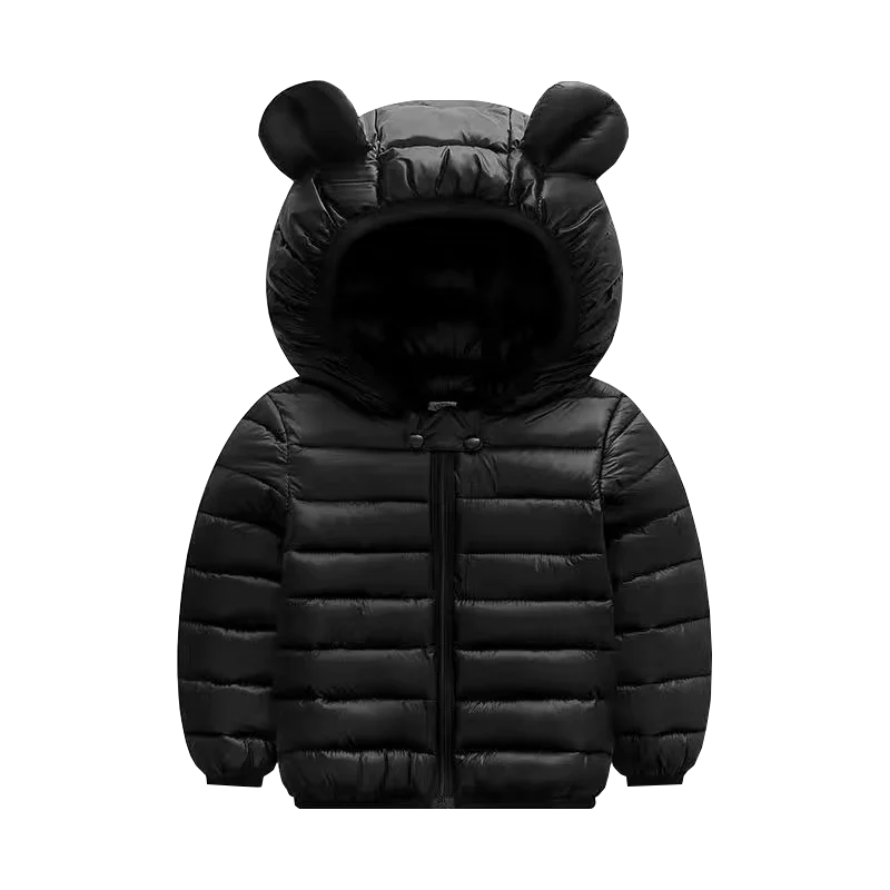 Kids Girls Hooded Lightweight Down Jackets Boys Baby Cute Ears Coats Autumn Winter Warm Zipper Outerwear Children Casual Clothes