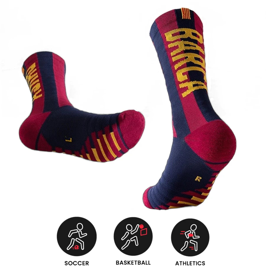 Star Adult Anti-Slip Training Socks 1 Pair Breathable Sports Team Football Thick Towel Bottom for Comfortable Wear