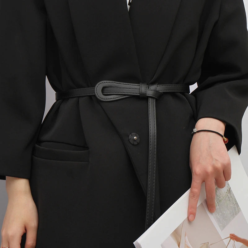 Thin Knot Belts For Women Lady Fashion Waist Belt PU Straps Long Female Designer Dress Coat Accessories Waistband