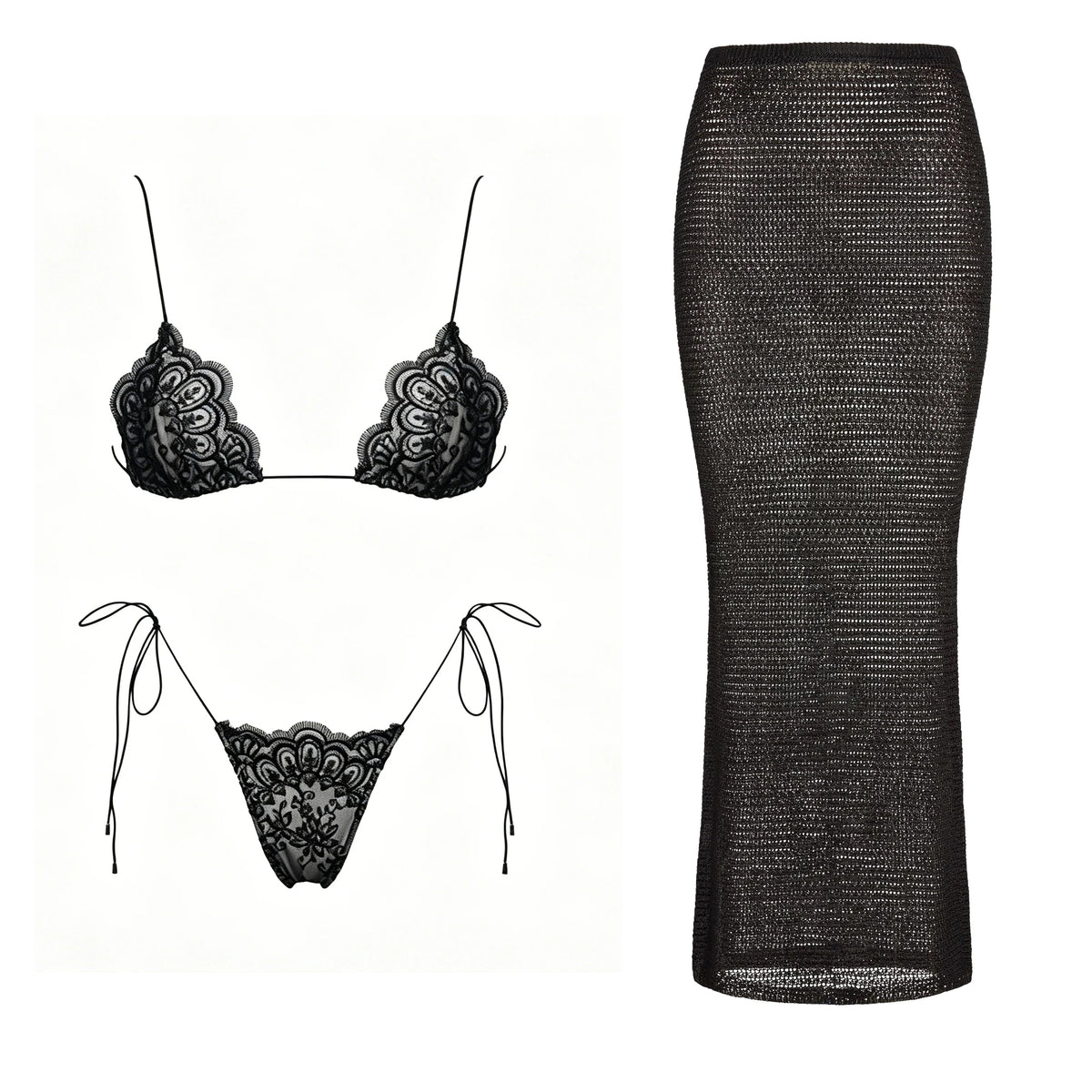 Mesh Bikini with Pants Swimsuit Brazilan Bikini Set Swimwear for Women Lace Halter Shirring 3 Pcs Bathing Suits Summer Female
