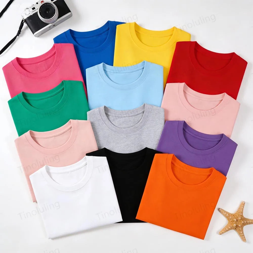 13 Colors Kids Tshirts Plain Boys Tee Shirts Cotton 100% Toddler Girl T Shirt Teen Summer Clothes Cute Blue Yellow Red Tshirt