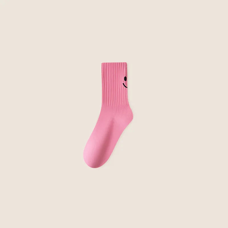 Women Socks Smiling Face Designer Sock Women Solid Dopamine Funny Socks Japan/Korean Sock Couple Mid-tube Sock Sport Casual Sock
